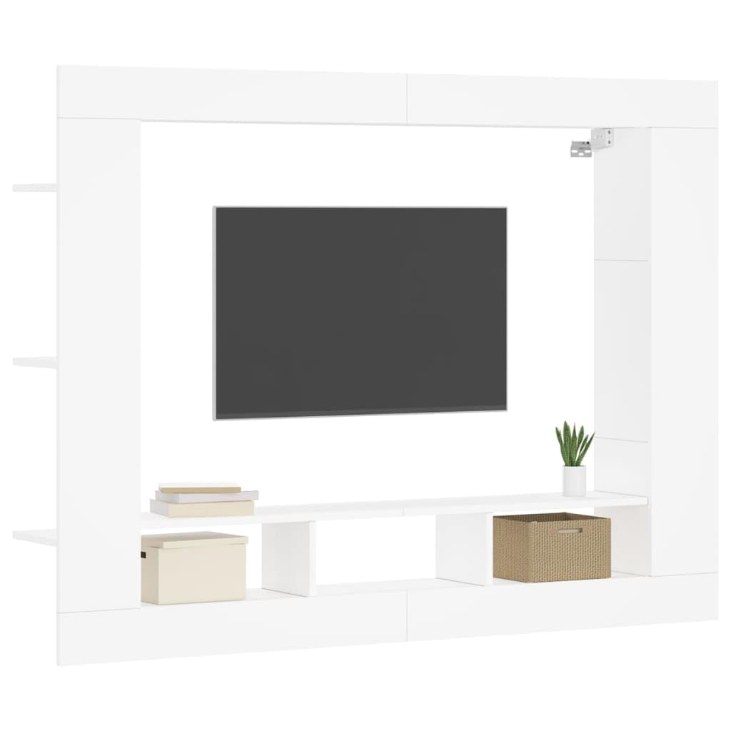 Homgoday Mobile TV, mensola a parete per mobile TV, supporto per TV moderno, con scomparti aperti e ripiani laterali in legno di ingegneria bianco 152x22x113 cm