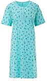 Zeitlos Nachthemd Damen Kurzarm Blumendruck Knöpfe Übergröße 3 XL - 6XL, Farbe:Mint, Größe:M