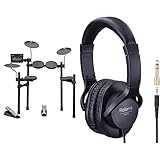Yamaha DTX402K elektronisches Schlagzeug schwarz – Komplettes E-Drum-Set mit 415 professionellen Sounds – 10 Drum Kits & Roland RH-5 Monitoring-Kopfhörer zum täglichen Produzieren und Musikhören