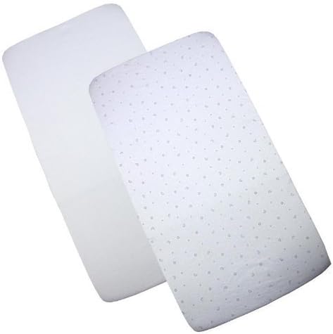 Babyprem Nursery 2 Fitted Cotton Cradle Sheets 17 X 33" White/White Moon Stars