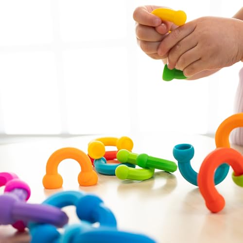 Image of Fat Brain Toys Plip Links, Silicone Building Toys for Creative Play, Creative Construction Play Set for Preschoolers, Kids Toys Ages 3 to 12 | Creative construction playset with ball-and-socket connections. Open-ended play for preschoolers and kids, ages 3 to 12.
