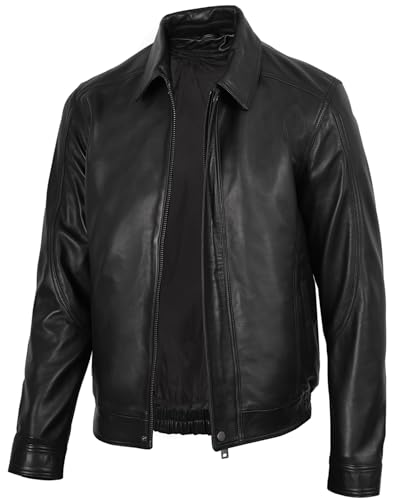 Decrum Mens Leather Bomber Jacket - Leather Jackets For Men Fashion | [1131125] Ervin, XL