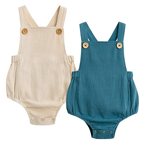 Image of Simplee kids Unisex Baby Onesie Cute Baby Romper Set Boy Infant Summer Jumpsuits Sleeveless 2-Pack
