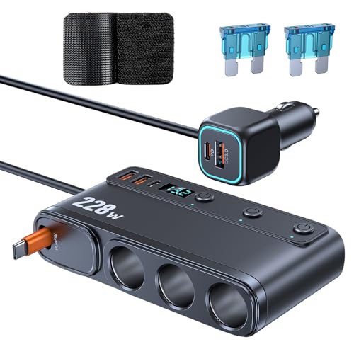 228W 9 in 1 USB C �ԏ[�d��A�_�v�^�[ QC3.0 PD45W �����[�d�L�k�P�[�u�� & LED �d�C�f�B�X�v���C 12V-24V �����ԓd�C���j�^�[�p