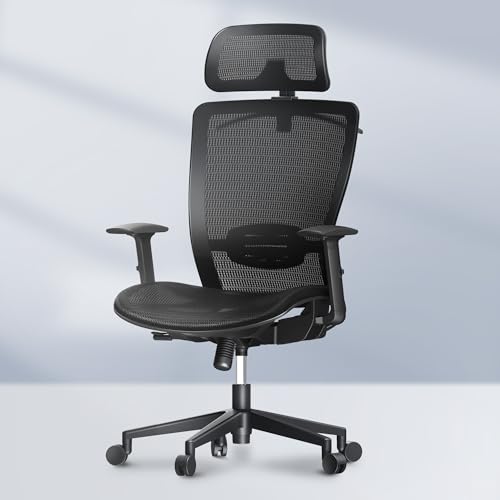 Flexispot OC3 ergonomic mesh office chair in gray with adjustable headrest