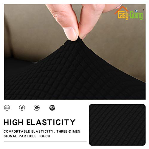 Image of Easy-Going Stretch 1 Piece Couch Cushion Cover for Sofa | Sofa Cushion Furniture Protector Sofa Seat sofa slipcover Washable sofa cover soft with Elastic Bottom Black