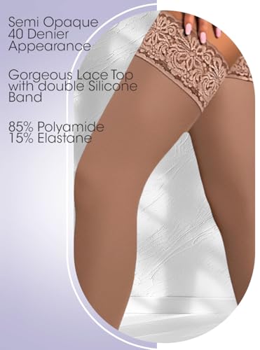 Image of Mila Marutti Opaque Thigh High Stockings for Women | Solid Color Thigh Highs | Colored Stockings for Garter Belts