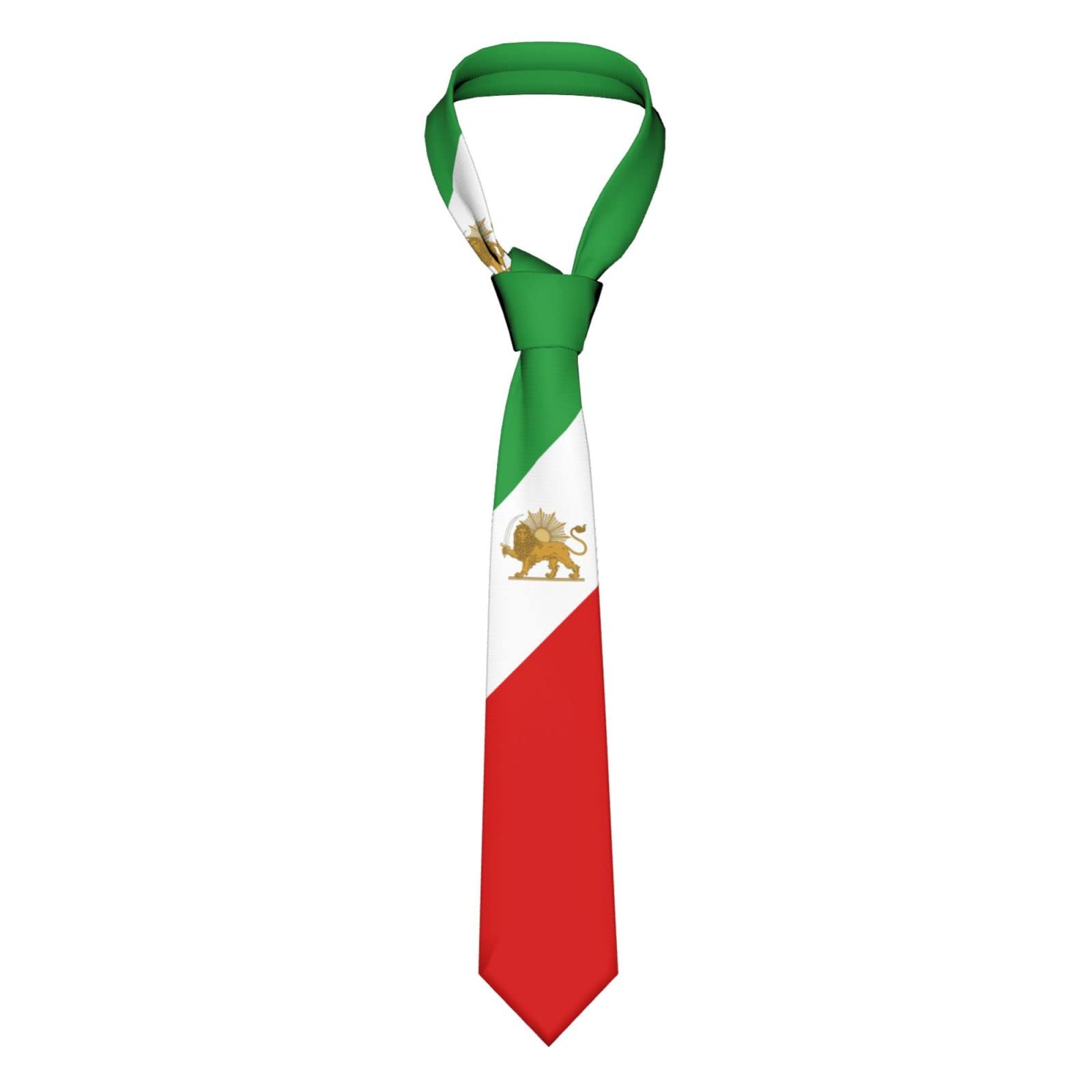 HLBSDM Iran Flag Emblem Persia Sun Lion Striped Necktie Men'S Neck Ties Mens Party Business Neckties Soft Skil Tie