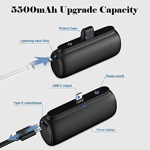 [5500Mah] Small Usb-C Portable Charger Power Bank, 20W Pd Input And Output Fast-Charging External Battery Pack Compatible With Samsung Galaxy S22/S21/S21, Google Nexus 6/5/4, Lg G8/G7/G6 Etc- Black #TOP3