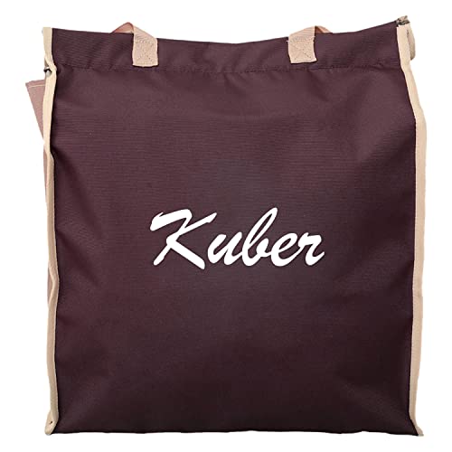 Image of Kuber Industries Lightweight, Foldable & Washable Canvas Grocery Shopping Bag, Tote Bag, Tiffin Bag with Sturdy Zipper & Handles (Wine)-50KM01126