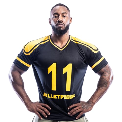 Met-X Camiseta de Gran tamaño para Hombre, Estilo de fútbol Americano NFL, 100% poliéster, Black and Yellow, 4XL