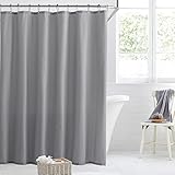 Clorox 100% Polyester Shower Curtain Set with Waterproof PEVA Liner and 12 Metal Hooks (Gray)