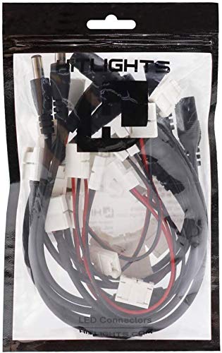 Hitlights Led Strip Connector 2Pin 8Mm Led Connector Kit Include Solderless Gapless Connector, 6Inch Jumper Connector, Dc Female And Connector, Dc Jack Splitter For 3528 5050 Led Strips #TOP6