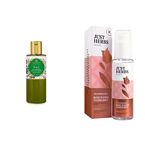 Image of Just Herbs 8 In 1 Root Nourishing Amla Neem Hair Fall Control Shampoo 200 Ml & Just Herbs Ayurvedic Gulab Jal /Rose Water Spray Facial Mist Toner 100ml