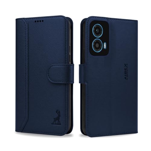 Image of AIBEX Compatible for Motorola G34 5G / Motorola G45 5G | Premium PU Leather Wallet Case with Stand & Card Slots Blue