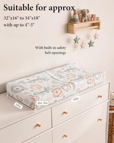 Image of Yoofoss 2-Pack Diaper Changing Pad Cover for Boys Girls 32x16 (Animal)
