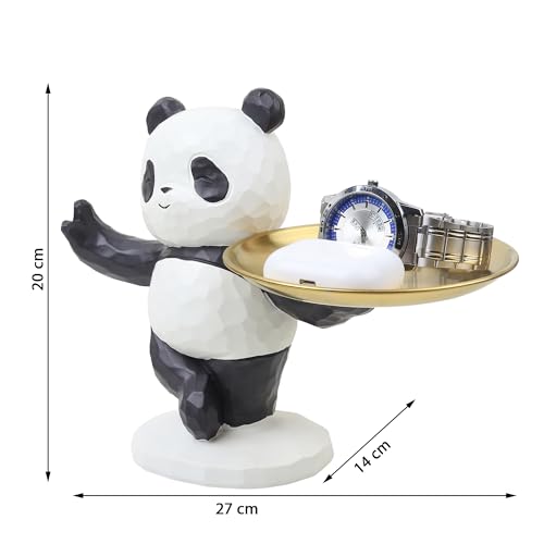 Image of ARMONIA Butler Panda Decorative Figurine with Gold Tray,Balanced Design,Cute Animal Figurine Multipurpose Storage Stand for Keys,Candy,Jewelry,Premium Home Decor Accent for Living Room,Office, Gifting