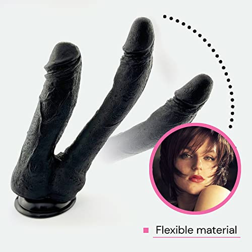 Schwarz Dildo Doppeldilos Sexspielzeug Für Lesben Silikon Wasserresistent Doppel Doppelseitiger Dildo Für Frauen Sextoy Dong Long D27 – Bild 4