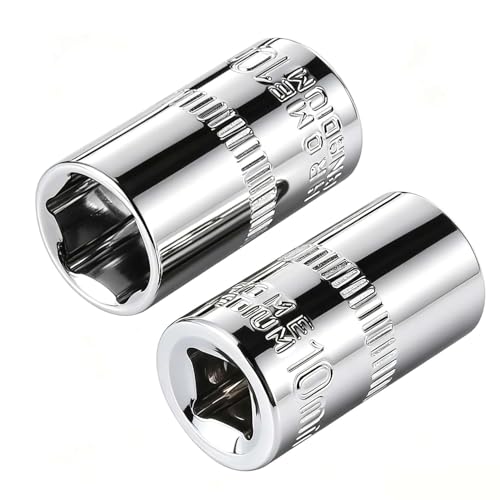 2Pcs Shallow Socket 1/4 Inch Drive 10mm socket 6 Point -CORROSION RESISTANCE