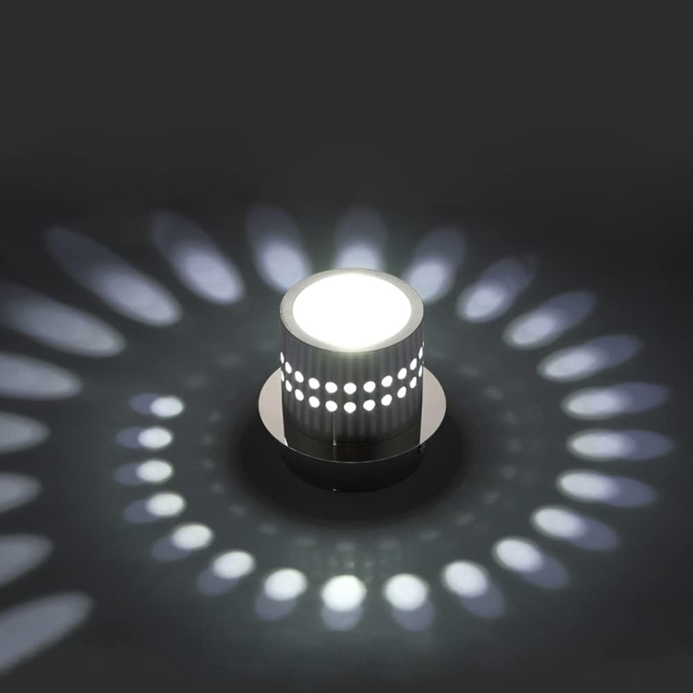 Dimmable 3W Spiral LED Wall Sconce Light Fixture Ceiling Lamp Indoor Illumination Aluminum Wall Lamp,Hollow Out Design Ceiling Light Silver Finish Purple,Surface Mounted for Corridor