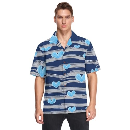 Chemise hawaïenne cœurs bleu marine homme pour masquer la transpiration en été