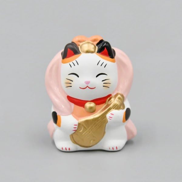 錦彩 七福神招き猫（20号） 7500 レトロ 猫 陶器 置物