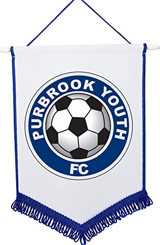 Generic - Personalised Football Pennant Printed With Your Club Badge 20cm x 30cm (Blue 20cm x 30cm)