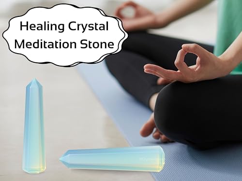 Image of Crystal Heaven Opalite Crystal Tower Obelisk Point For Chakra, Healing And Balancing - Aaa Grade Original Certified Gemstone Agate For Reiki Meditation Yoga Spiritual (3-4 Inches)