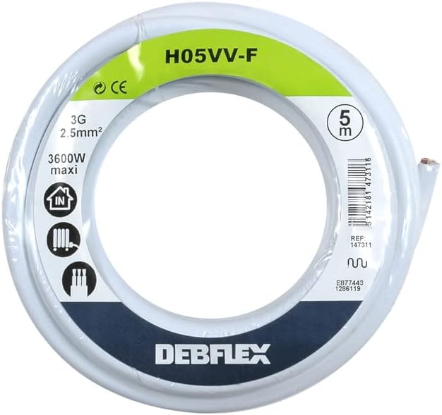 Debflex 147311 Cable Reel HO5VV-F 3G2.5 5 m White