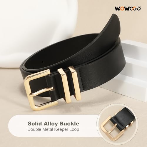 3 Pack Women Leather Belt for Jeans Dresses Pants Fashion Ladies Waist Belts with Gold Silver Buckle4
