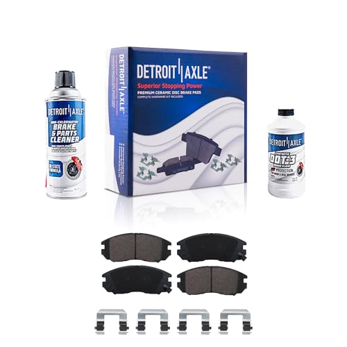 Image of Detroit Axle - Front Ceramic Brake Pads with Hardware Set Replacement for 2005 2006 2008 Hyundai Tiburon 2.7L - 4pc Set