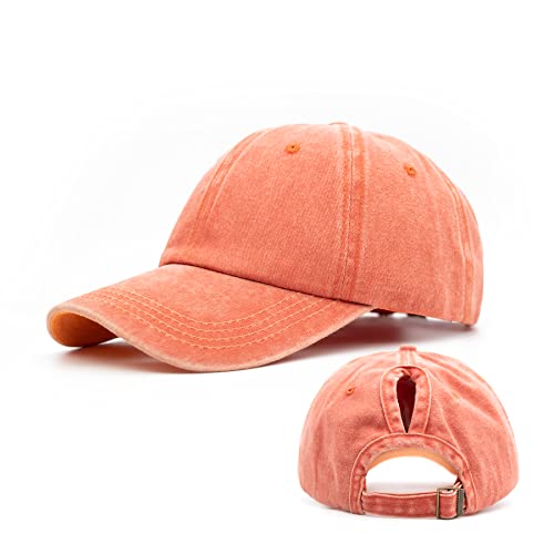 Ruyosn Gorra Beisbol Mujer Gorra Cola de Caballo Cap Gorra Coleta Mujer Baseball Cap Gorras Mujer Retro Ajustable Caps Sport Hat, Naranja Cover