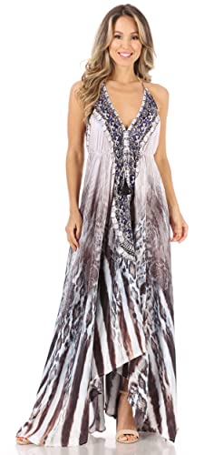 Image of Sakkas Lizi Womens Maxi High-Low Halter Handkerchief Long Dress Beach Party