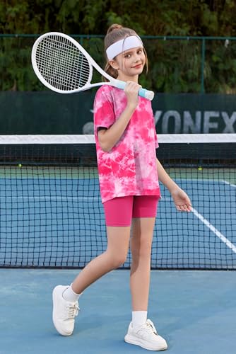 Image of Arshiner Girls Clothes Summer 2 Piece Outfits Drop Shoulder T-Shirts and Biker Shorts Kids Fashion Clothing Sets