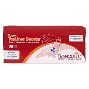 Tranquility TopLiner Disposable Booster Pads – Super (15″ x 4.25″) – 25 ct, Peach