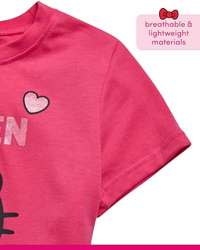 Image of Hello Kitty Girls Shirts - Short Sleeve Cute Casual Crewneck Graphic Tees Shirts for Girls Tops T-Shirt (Sizes: 4-12),