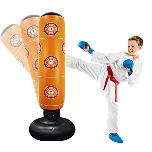Camebue Sac de frappe gonflable pour enfant - 160 cm - Sac de frappe - Pour enfants à partir de 6 ans - Pour pratiquer le karaté, le taekwondo, la MMA, les adultes et la décompression Cover