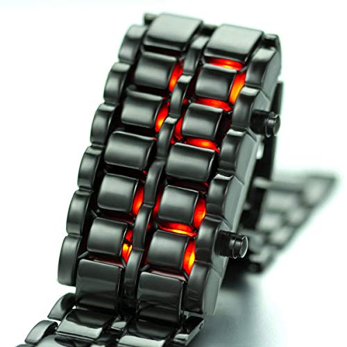 Gosasa 666 Men'S Lava Style Stainless Steel Watch Red Blue Led Digital Watch Black Bracelet Watch thumb #4