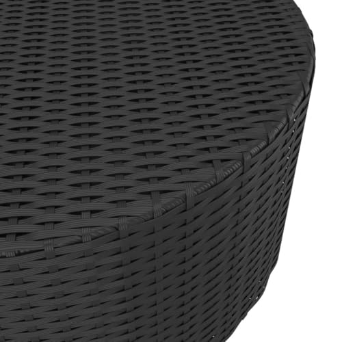 Canditree Outdoor Round Coffee Table - Durable Poly Rattan Garden Side Table 68 x 30 cm (Black) - Image 4