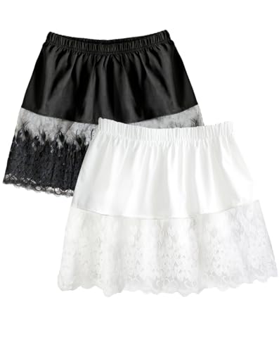 Image of Vanrose Jan Womens Lace Shirt Extender See Through Lace Underskirts Layering Half Slip Clothing Accessories