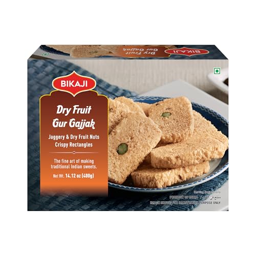 Bikaji Gur Dry Fruit Gajjak 14.11 oz (400g), Jaggery & Dry Fruit Brittle, Traditional Til Gajak, Indian Winter Sweet, Ready-to-Eat Gift Pack with Sesame Seeds, Pistachios & Cashews Mithai