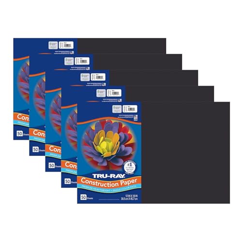 Tru-Ray Construction Paper Black 12 x 18 50 Sheets Per Pack 5 Packs