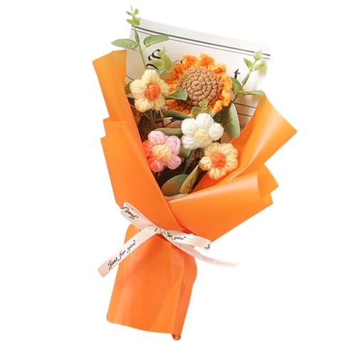 Bouquet di fiori di lana lavorato a mano fiori a maglia decorazione per la casa sicuro per bambini e animali domestici e adulti regalo pet friendly composizione floreale artificiale