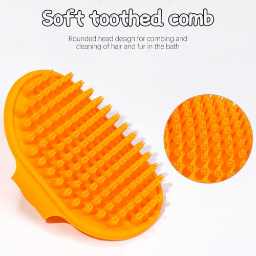 2 Stück Badebürste Gummistriegel, Hochwertige Weiche Silikonbürsten Bürste mit verstellbarem Griff für Hunde Katzen Haustier Kurzhaar & Langhaar mit Massageeffekt, Shampoo Schrubben Kämme