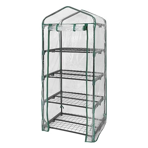 Miracle-Gro 23" x 17" x 57" All-Season 4-Tier Mini Grow House Outdoor or Backyard Easy Assembly Portable Greenhouse, Translucent