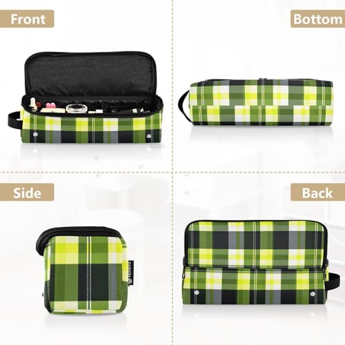 Bolsa de viaje para herramientas de cabello y tapete resistente al calor con cierre para planchas y rizadoras, patrón Lima Verde a cuadros blancos miniatura 5