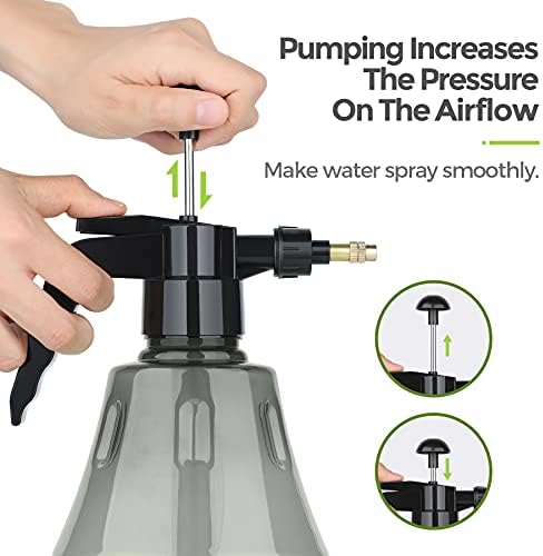 T4U Plant Mister Spray Bottle, 1.5L Pressure Plant Mister with Top Pump, Fine Mist Sprayer for Plants, Watering Can with Adjustable Nozzle for Indoor Outdoor Gardening and Cleaning Solution - Grey