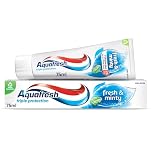 Aquafresh Fresh and Minty Fluoride Toothpaste, Triple Protection, Rebuilds enamel Strength, Helps protect gums* and Refreshes breath, 75ml
