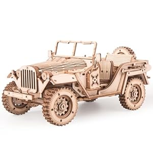 ROWOOD 3D Wooden Puzzle Jeep Model Kit for Adults and Teens to Build, DIY Car Model Building Woodcraft Construction Kit, Ideal Christmas and Birthday Gift