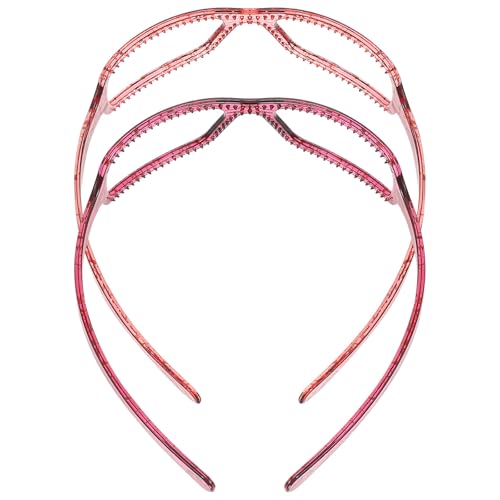 Veemoon Lot de 2 Bandeaux pour Cheveux Femme Motif Lunettes Bandeaux Décoratifs en Tissu Oxford Accessoires pour Maquillage et Soin du Visage Couleur Rouge Clair et Rouge Foncé